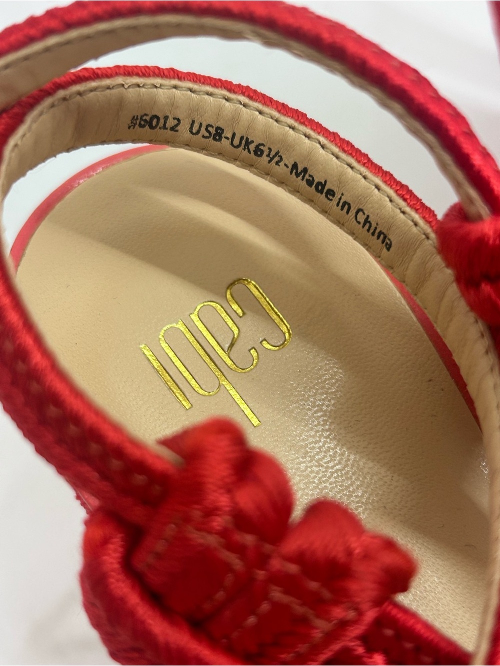 Cabi Tiptoe Rope Sandals Size 8 Hibiscus Red Ankle Strappy Block Heel - Picture 6 of 8